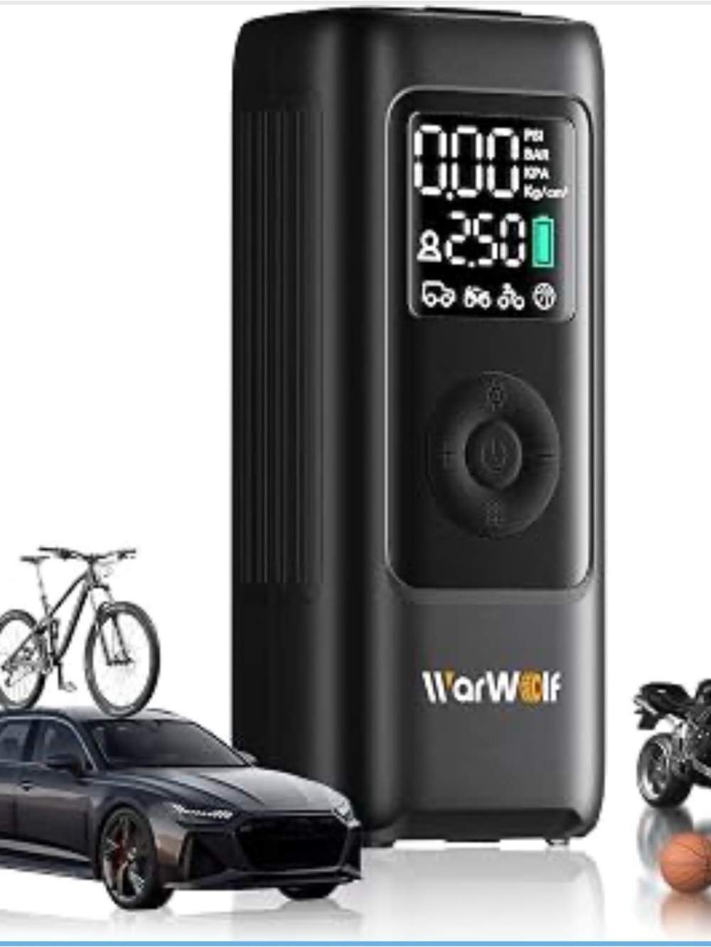 Portable Digital Tire Inflator with Dual-Value Display
